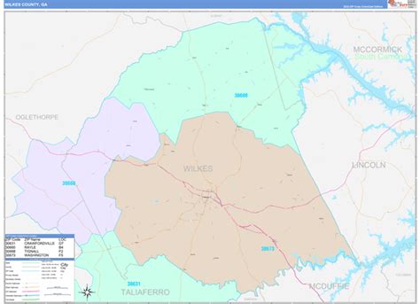 Wilkes County, GA Wall Map Color Cast Style by MarketMAPS - MapSales