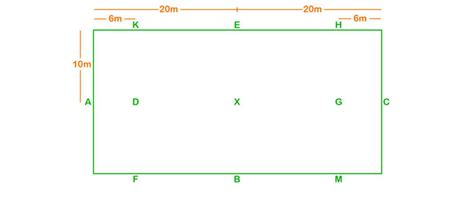 Layout of the dressage arena in which 60 horse rider combinations... | Download Scientific Diagram