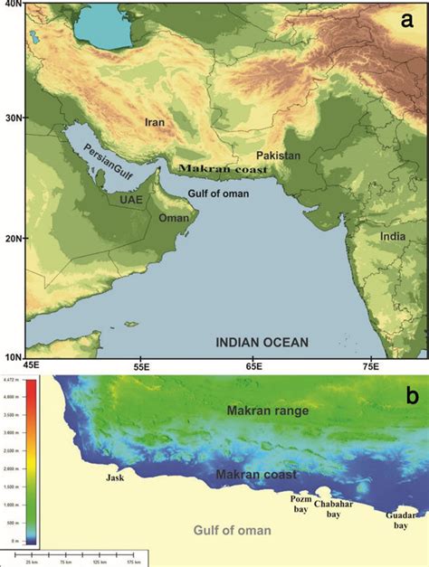 Location map of the Makran coast in the northwestern Indian Ocean (a ...