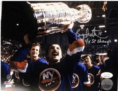 Bryan Trottier Signed Stanley Cup Champs Photograph - CharityStars