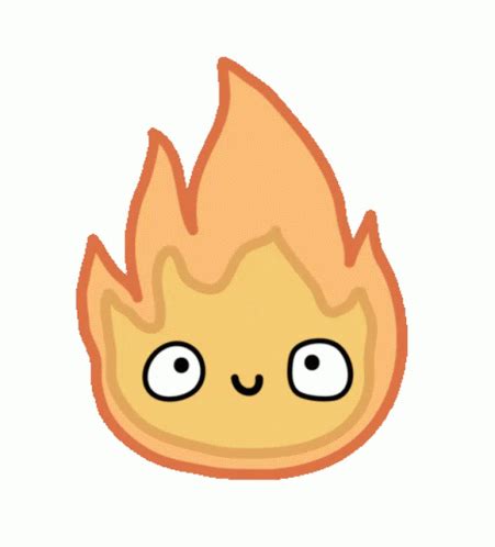 a cartoon fire with eyes on it's face and an emoticive expression