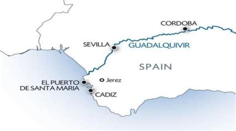 Guadalquivir river map - Guadalquivir map (Andalusia - Spain)