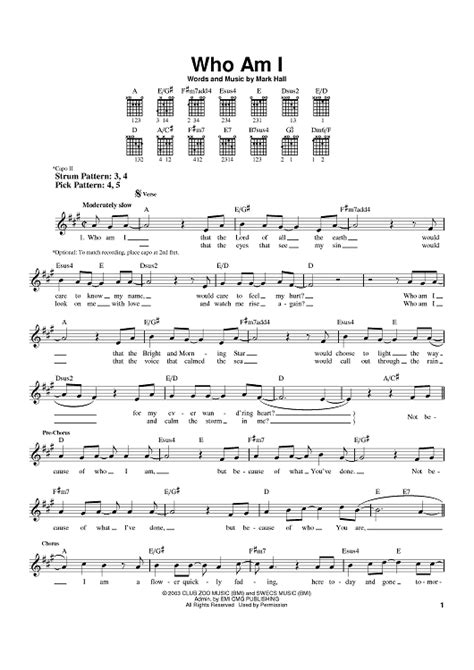 Who Am I" Sheet Music by Casting Crowns for Easy Guitar - Sheet Music Now