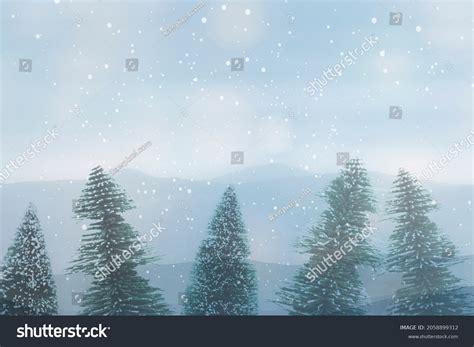 Snowy Pine Tree Design Space Wallpaper Stock Photo 2058899312 | Shutterstock