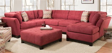 Contemporary Red 3 Piece Sectional Sofa with RAF... | RC Willey ...