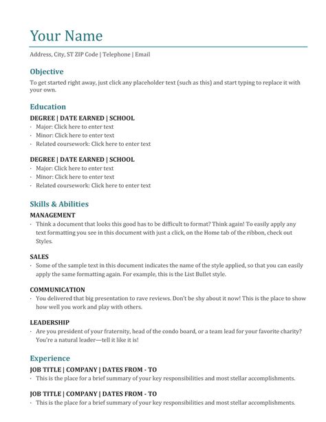 Resumes And Cover Letters Office in Resume Templates Microsoft Word 2010 – 10+ Examples of ...