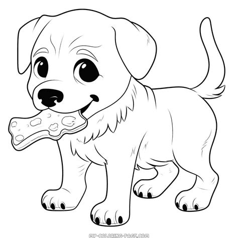 Dog Eating Bone coloring page | My Coloring Page