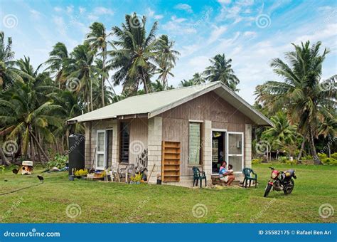 Cook Islanders Home In Aitutaki Lagoon Cook Islands Editorial Image ...