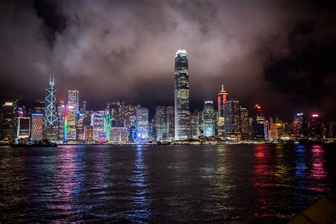 Download Hong Kong Skyline at Night Royalty Free Stock Photo and Image