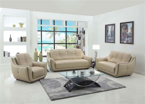 8802 Modern Italian Leather Sofa Set Beige Star Modern Furniture