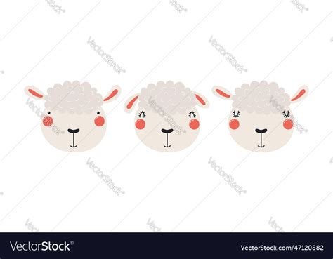 Cute funny sheep faces set Royalty Free Vector Image