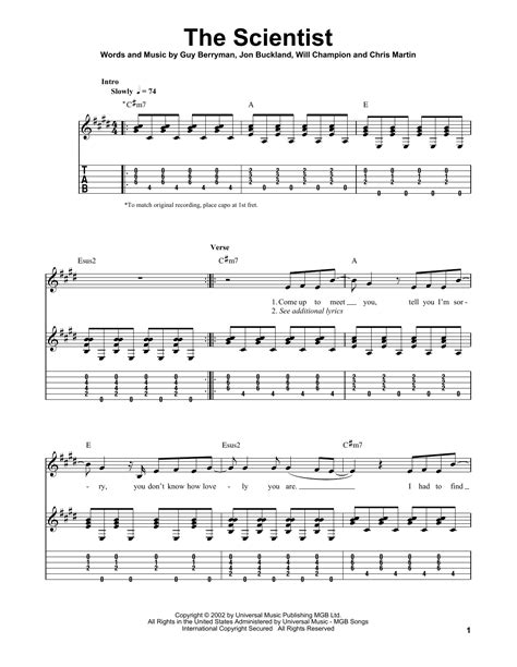 The Scientist by Coldplay - Easy Guitar Tab - Guitar Instructor