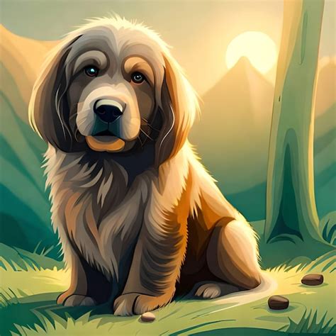 Premium AI Image | A painting of a dog sitting in the grass