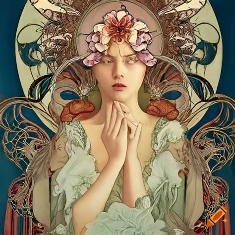 Art nouveau-inspired depiction of the goddess kosmos