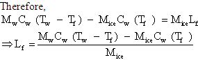 derive the formula of latent heat of fusion of ice by mixture method ...