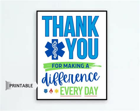 Thank You First Responders PRINTABLE Sign EMT Police - Etsy