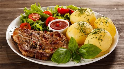 Download Ketchup Potato Meat Food Meal HD Wallpaper