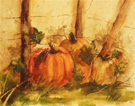 Fall Harvest Pumpkin Watercolor Painting | Painting Inspiration | Pinterest | Watercolors, Fall ...