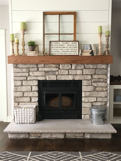 Natural lannon stone fireplace, shiplap | Home fireplace, Rustic ...