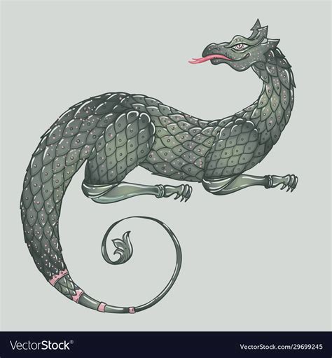 Fantasy creature dragon medieval heraldic coat Vector Image