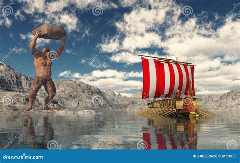 Odysseus And His Companions Flee From The Cyclops Polyphemus Stock ...