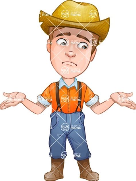 Farmer Man with Hat Cartoon Vector Character AKA Arlo / Feeling Lost with Sad Face | GraphicMama