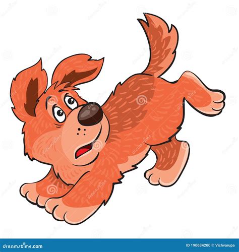 Ginger Dog Running Away from Someone Scared, Cartoon Illustration, Isolated Object on a White ...