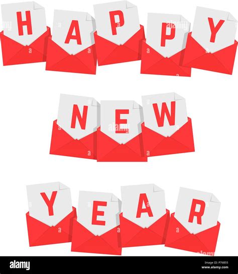 happy new year text of red letters Stock Vector Image & Art - Alamy