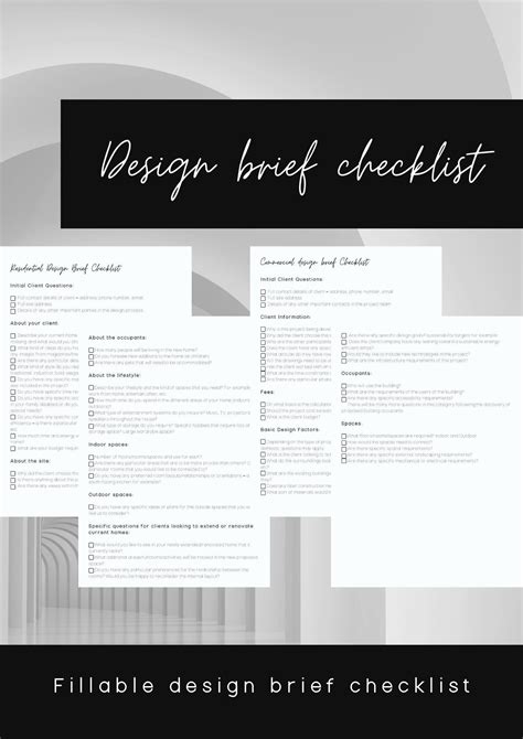 Interior Design Brief Checklist/ Architectural Brief/ Design Brief ...