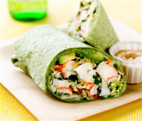 Asian Crunch Crab Classic Alaska Surimi Seafood Wrap with Spicy Soy Mayo Recipe | Just A Pinch ...