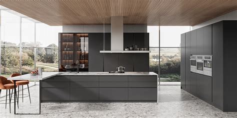 Modern Medium Grey Kitchen Cabinets in Lacquer Finish | OPPOLIA
