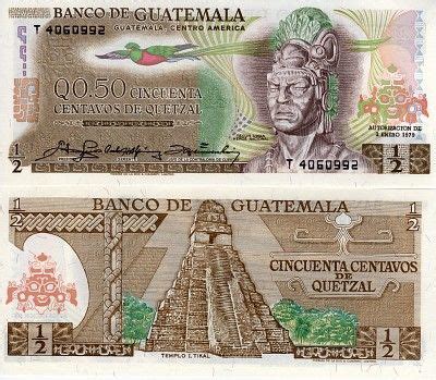 SCWPM P58c TBB B542m 1/2 Quetzal Guatemalan Banknote Uncirculated UNC (03/01/1979) | Kate's ...