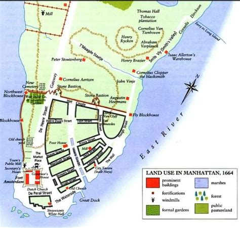 Land Use in New Amsterdam, 1664 | Nyc history, Nyc map, Manhattan map