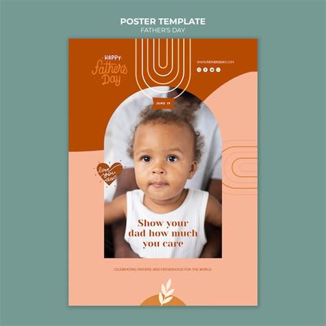 Free PSD | Father's day vertical poster template with man and child