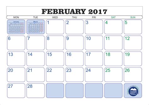 February 2017 Printable Calendar - printable calendar template 2020 2021