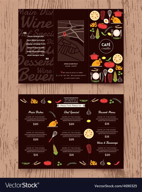 Restaurant menu design pamphlet template Vector Image