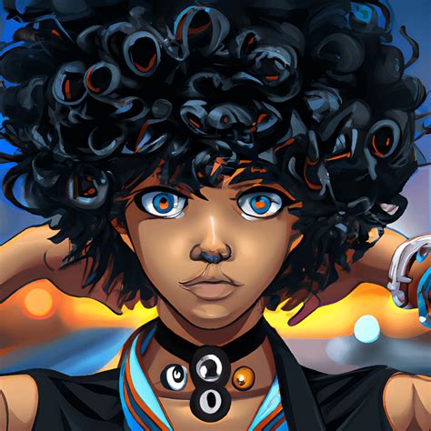 Black Girl with an Afro in Anime Style · Creative Fabrica