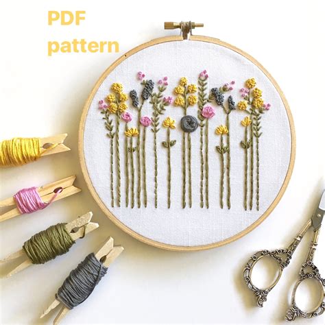 Hand Embroidery Pattern - Original Wildflowers Digital Download – And ...