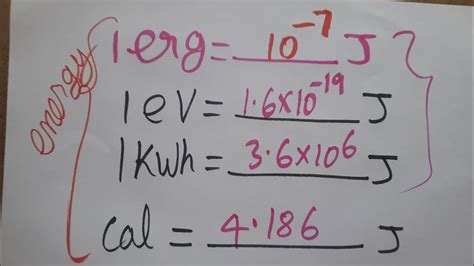 kwh, ev, erg, cal to Joule energy different unit conversation - YouTube