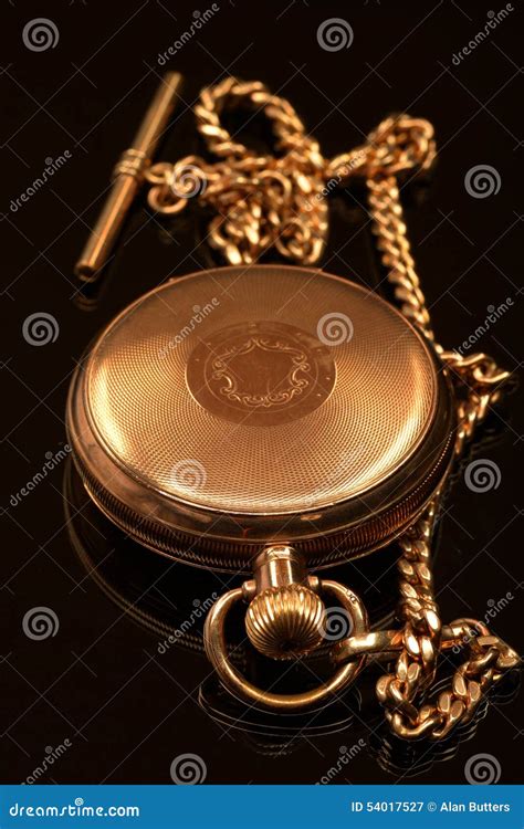 Gold Pocket Watch and Chain Stock Image - Image of case, luxury: 54017527