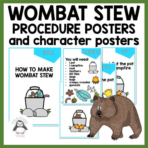 Wombat Stew Procedural Writing Posters + recipe sequencing – Teachie Tings