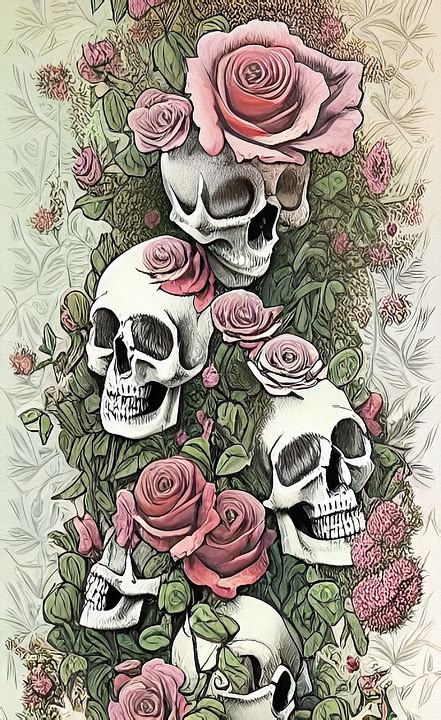 Download Skulls, Nature, Roses. Royalty-Free Stock Illustration Image - Pixabay