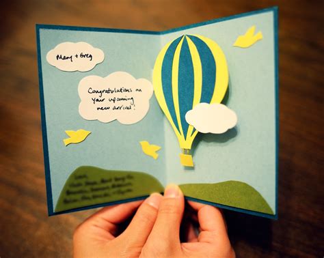 paper and plates: Hot Air Balloon Pop-Up Card