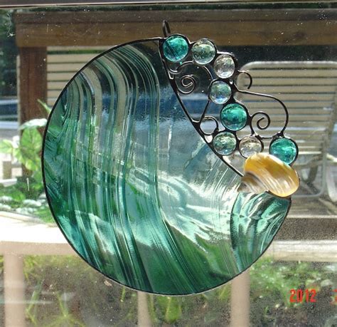 Handmade Round Stained Glass Suncatcher by StainedGlassAndMore