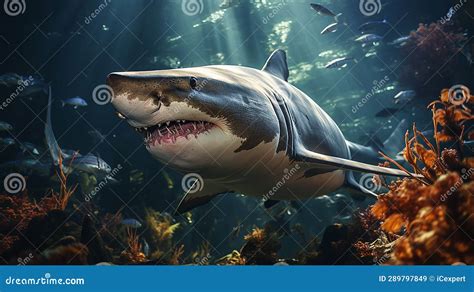 Shark under the sea stock image. Image of great, fear - 289797849