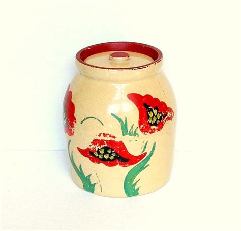 Antique Yellow Ware Cookie Jar Hand Painted by retrogroovie, $225.00 | Cookie jars vintage, Hand ...