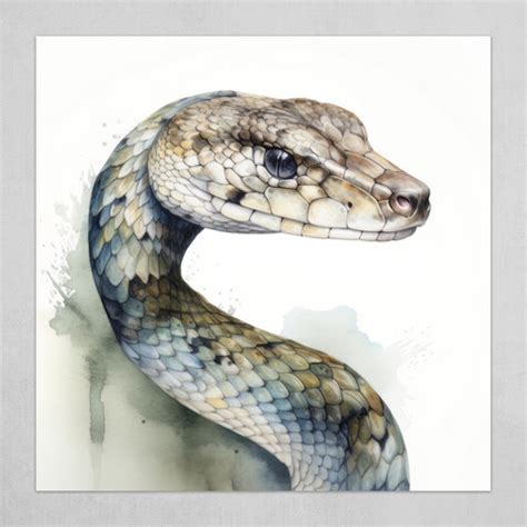 Snake Animal Portrait Watercolor Painting by Francois Ringuette