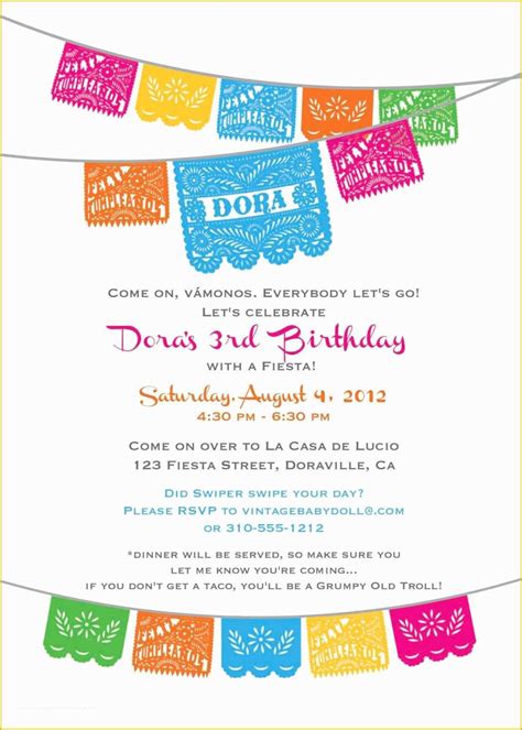 Fiesta Invitations Templates Free Of Dora Birthday Fiesta Invitation Cinco De Mayo by ...