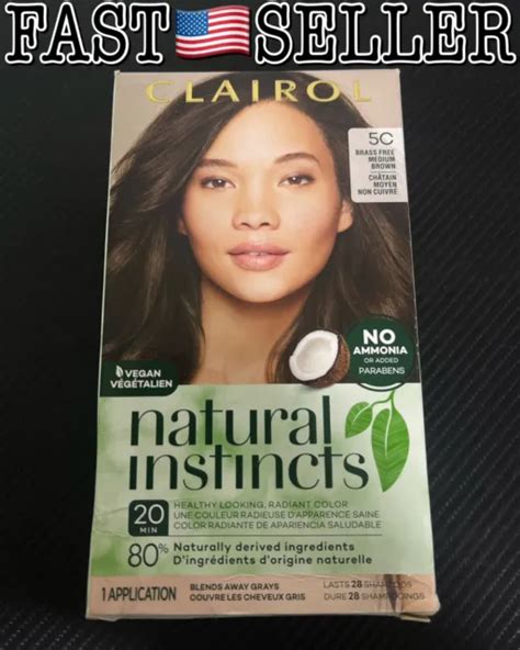 CLAIROL NATURAL INSTINCTS Semi-Permanent Hair Dye, 5C Brass Free Medium ...