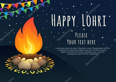 Happy Lohri celebration. Happy Lohri background with bonfire. Creative poster. Happy Lohri ...